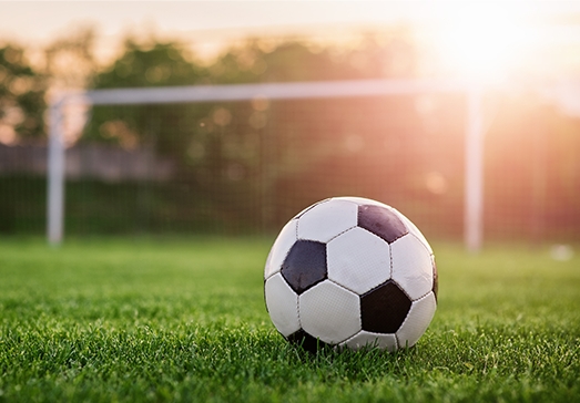 Soccer ball on soccer field