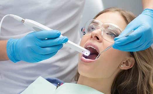 Woman receiving intraoral images